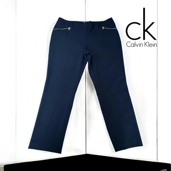 Calvin Klein, Tailored Straight-Leg Pants, Size 16, Black - Picture 1 of 9